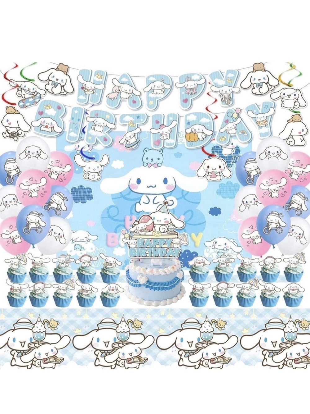 Sanrio Cinnamoroll Pastel Blue and Pink Birthday Party Kit